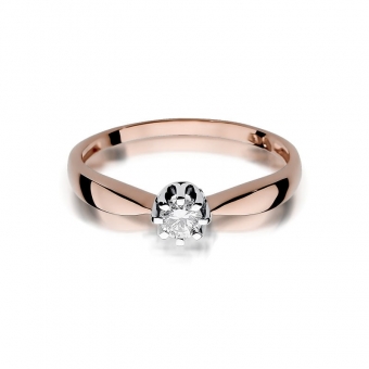 Pierścionek z różowego złota z brylantem 0.15ct BD228/R