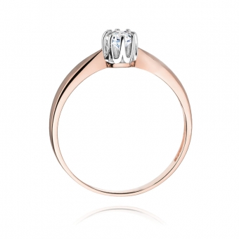 Pierścionek z różowego złota z brylantem 0.15ct BD228/R
