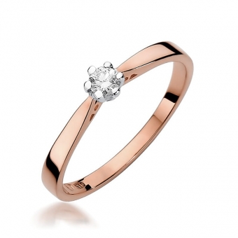 Pierścionek z różowego złota z brylantem 0.10ct BD229/R