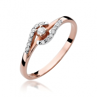 Pierścionek z różowego złota z brylantami 0.11ct BD237/R