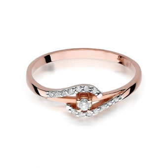Pierścionek z różowego złota z brylantami 0.11ct BD237/R