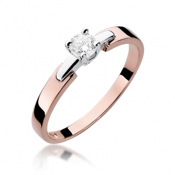 Pierścionek z różówego złota z brylantem 0.20ct BD241/R