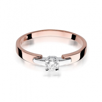 Pierścionek z różówego złota z brylantem 0.20ct BD241/R