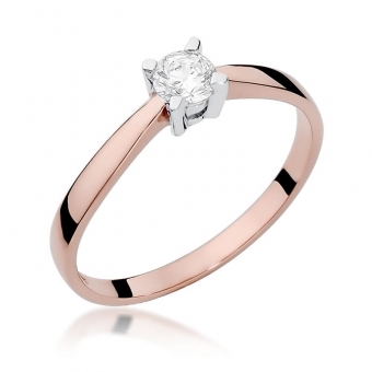 Pierścionek z różowego złota z brylantem 0.20ct BD242/R