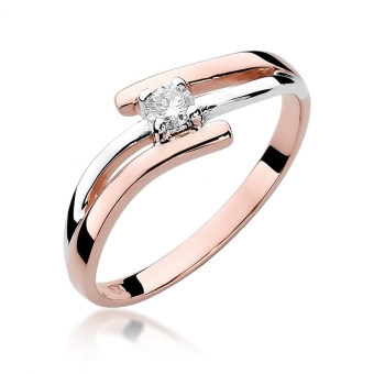 Pierścionek z różowego złota z brylantem 0.10ct BD245/R