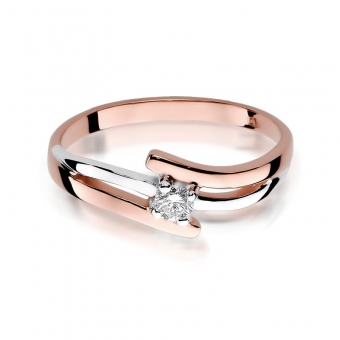Pierścionek z różowego złota z brylantem 0.10ct BD245/R