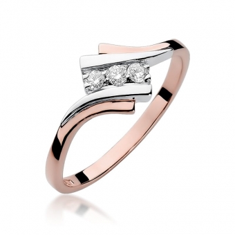 Pierścionek z różowego złota z brylantami 0.09ct BD247/R