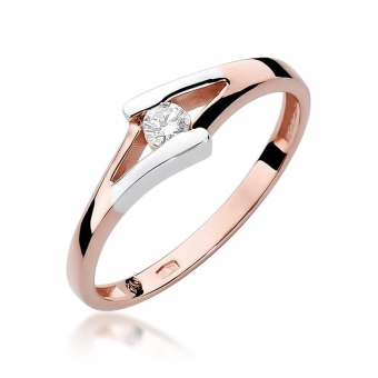 Pierścionek z różowego złota z brylantem 0.10ct BD250/R