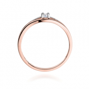 Pierścionek z różowego złota z brylantem 0.10ct BD254/R
