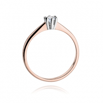 Pierścionek z różowego złota z brylantem 0.15ct BD256/R