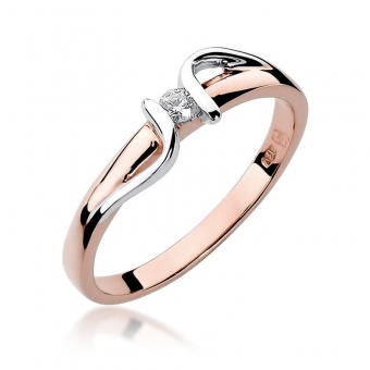 Pierścionek z różowego złota z brylantem 0.05ct BD25/R
