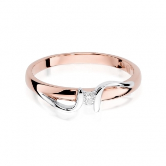 Pierścionek z różowego złota z brylantem 0.05ct BD25/R