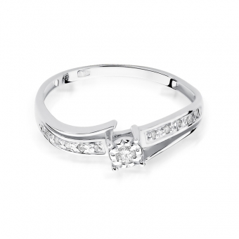 Pierścionek zaręczynowy z białego złota z brylantami 0.10ct BD269/W