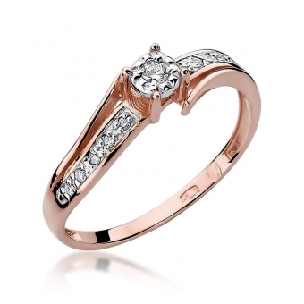 Pierścionek z różowego złota z brylantami 0.10ct BD269/R