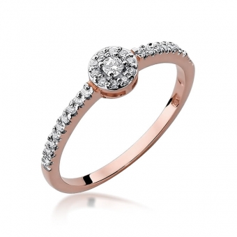 Pierścionek z różowego złota z brylantami 0.19ct BD273/R