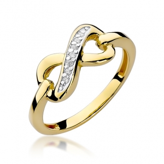 Złoty pierścionek zaręczynowy z brylantami 0.04ct BD285