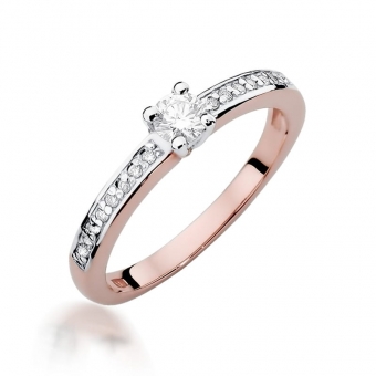 Pierścionek z różowego złota z brylantami 0.13ct BD288/R