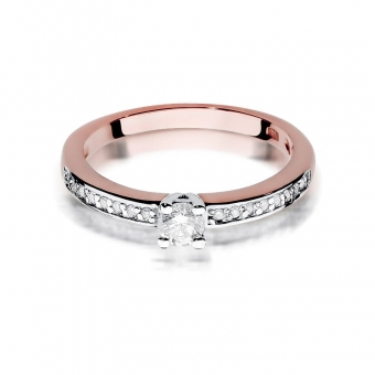 Pierścionek z różowego złota z brylantami 0.13ct BD288/R