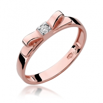 Pierścionek z różowego złota z brylantem 0.03ct BD290/R