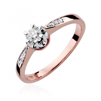 Pierścionek z różowego złota z brylantami 0.20ct BD291/R