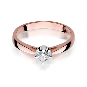 Pierścionek z różowego złota z brylantem 0.20ct BD293/R