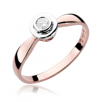 Pierścionek z różowego złota z brylantem 0.20ct BD294/20/R
