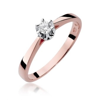 Pierścionek z różowego złota z brylantem 0.12ct BD295/R