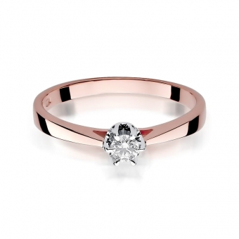 Pierścionek z różowego złota z brylantem 0.12ct BD295/R
