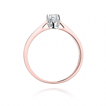 Pierścionek z różowego złota z brylantem 0.12ct BD295/R