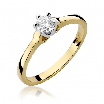 Złoty pierścionek zaręczynowy z brylantem 0.25ct BD296/25