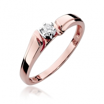 Pierścionek z różowego złota z brylantem 0.10ct BD300/10/R