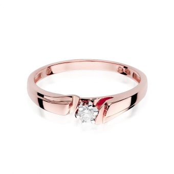 Pierścionek z różowego złota z brylantem 0.10ct BD300/10/R