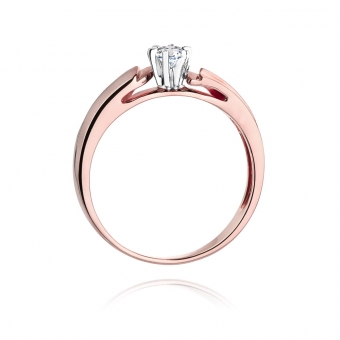 Pierścionek z różowego złota z brylantem 0.10ct BD300/10/R