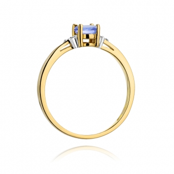 Złoty pierścionek z tanzanitem i brylantami BD301TZ