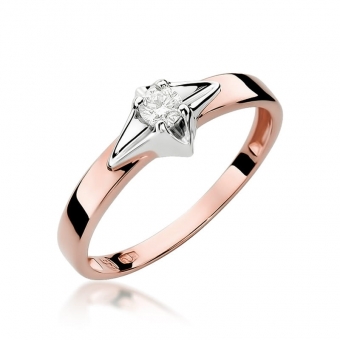 Pierścionek z różowego złota z brylantem 0.10ct BD30/10/R