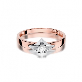 Pierścionek z różowego złota z brylantem 0.10ct BD30/10/R