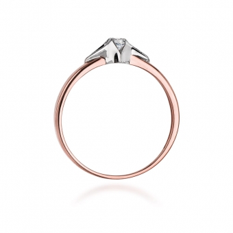 Pierścionek z różowego złota z brylantem 0.10ct BD30/10/R