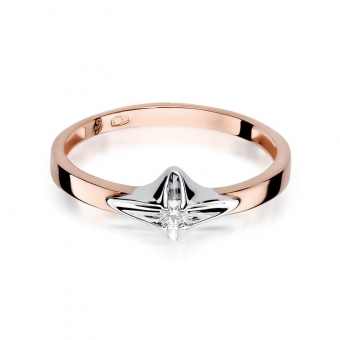 Pierścionek z różowego złota z brylantem 0.05ct BD30/R