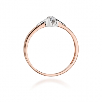Pierścionek z różowego złota z brylantem 0.05ct BD30/R