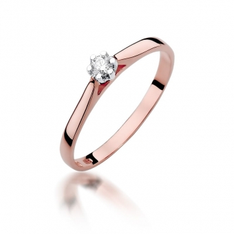 Pierścionek z różowego złota z brylantem 0.09ct BD311/R