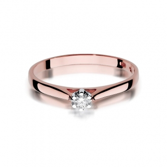 Pierścionek z różowego złota z brylantem 0.09ct BD311/R