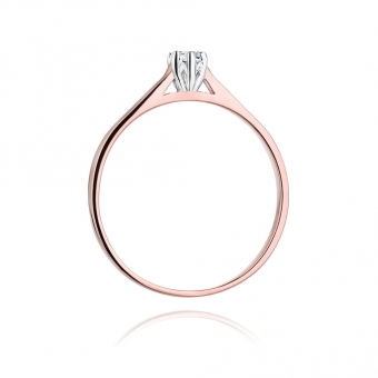 Pierścionek z różowego złota z brylantem 0.09ct BD311/R