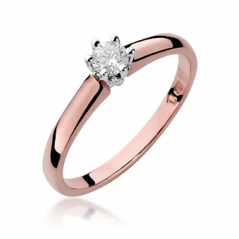 Pierścionek z różowego złota z brylantem 0.20ct BD317/R
