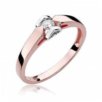Pierścionek z różowego złota z brylantem 0.09ct BD320/R
