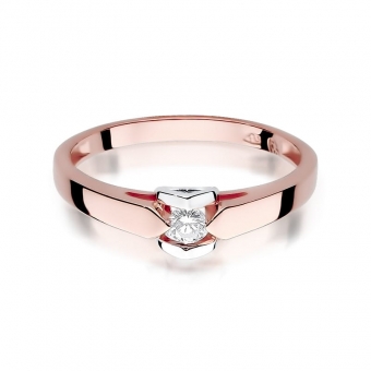 Pierścionek z różowego złota z brylantem 0.09ct BD320/R