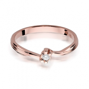 Pierścionek z różowego złota z brylantem 0.04ct BD324/R