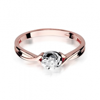 Pierścionek z różowego złota z brylantem 0.10ct BD329/R