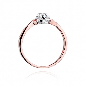 Pierścionek z różowego złota z brylantem 0.10ct BD329/R