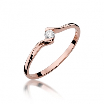 Pierścionek z różowego złota z brylantem 0.09ct BD332/R