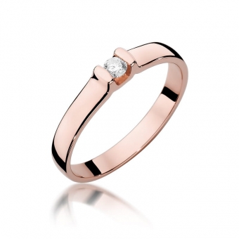 Pierścionek z różowego złota z brylantem 0.09ct BD334/R
